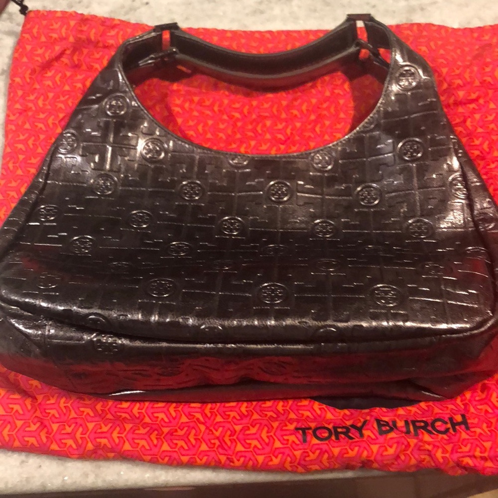 Silver/gray Tory Burch bag
